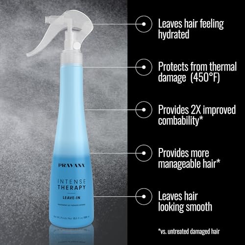 Pravana Intense Therapy Leave-In Treatment | Instantly Detangles & Hydrates | Equalizes Hair Porosity | For All Hair Types | Strengthens, Hydrates, Softens | 10.1 Fl Oz