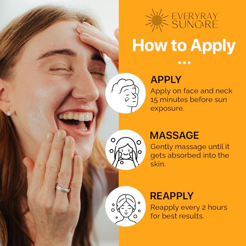 EveryRay Suncare - Sunshine Serum - Enriched Mineral Suncreen Serum - 1.69 fl oz - SPF 50 with skin hydrating squalane and Vitamin C - For All Skin Types and Skin Tones