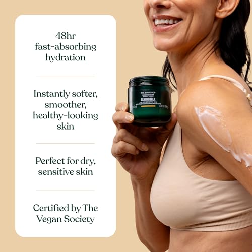 The Body Shop Almond Milk Body Yogurt, 48hr Moisturizer, for Sensitive and Dry Skin, 100% Vegan, 6.98 Fl.Oz