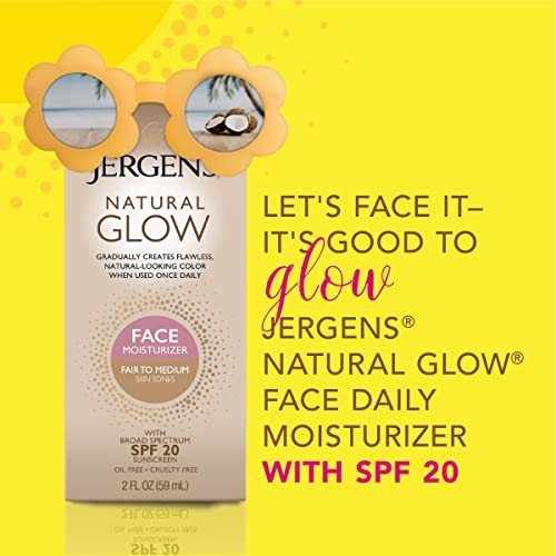 Jergens Natural Gradual Glow Bundle Pack: Daily Moisturizer +Firming 7.5fl oz and SPF20 Face Moisturizer 2fl oz, Fair to Medium