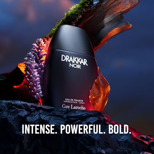 Guy Laroche Drakkar Noir, Iconic Designer Fragrance, Intense & Powerful Eau de Toilette, Fougere Blend & Aromatic Spices, Long Lasting Mens Cologne, Day and Evening Scent, 1.7 Fl. Oz.