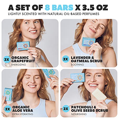 Skin Said Yes Goat Milk Soap Bar Set (Pack of 8) - Crafted in Greece | Tripple Milled | Organic Ingredients, Natural Soap for Sensitive Skin.