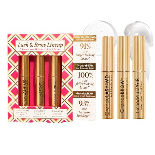 Grande Cosmetics Mini Lash & Brow Lineup Gift Set, 3 Piece Travel Kit