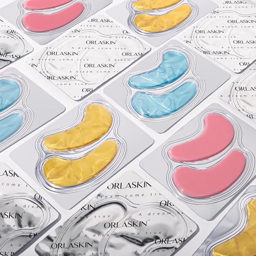 ORLASKIN Eye Patches Under Eye Mask Skincare Hyaluronic Acid Under Eye Patches for Teen Girls Puffy Eyes and Dark Circles 24k Gold,Hyaluronic Acid,Rose,Eye Mask Pads Bag Treatment Skin Care(30Pairs)