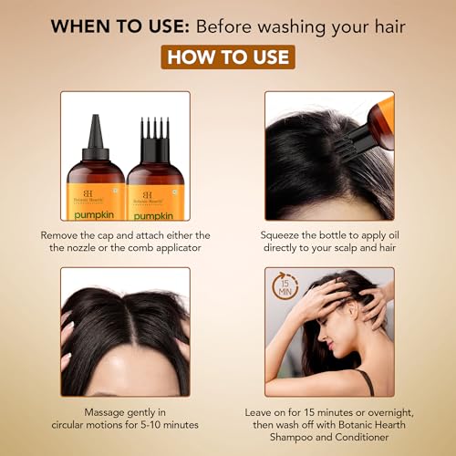 Botanic Hearth Castor Oil for Hair Growth with Pumpkin Seed Oil, Hair Growth Oils for Thinning Hair, Dry Damaged Hair & Scalp Treatment, Strengthens & Nourishes Hair, 6.7 fl oz
