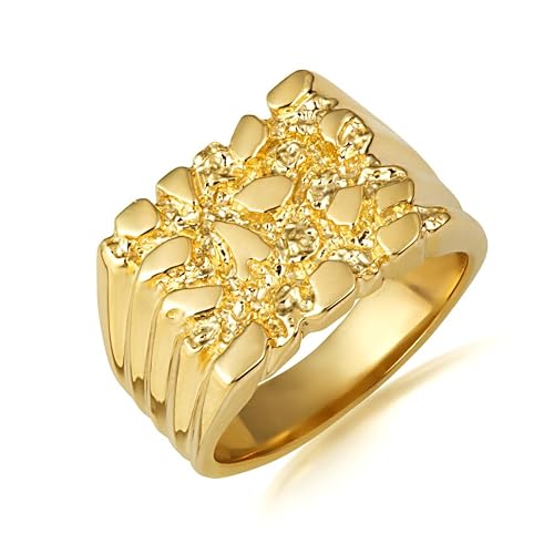 10K Yellow Gold Men's Elegant Nugget Ring - Size 10