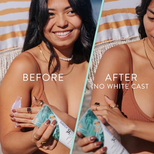 Badger Mineral Daily Sunscreen with Zinc Oxide, SPF 30, Lightweight & Easy to Apply w/No White Cast, Moisturizing Organic Sunscreen, Reef Safe, Vegan, Unscented, 4 fl oz