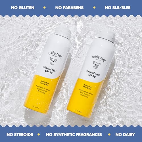 Tubby Todd Mineral Mist SPF 50 Sunscreen, Non-Aerosol Body Spray