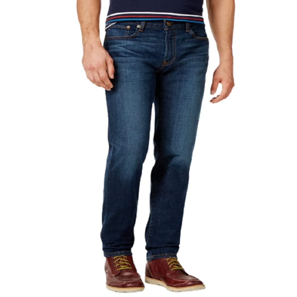 Tommy Hilfiger mens Slim Fit Stretch Jeans, Medium Rinse, 31W x 30L US