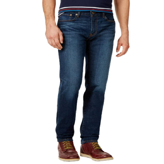 Tommy Hilfiger mens Slim Fit Stretch Jeans, Medium Rinse, 31W x 30L US
