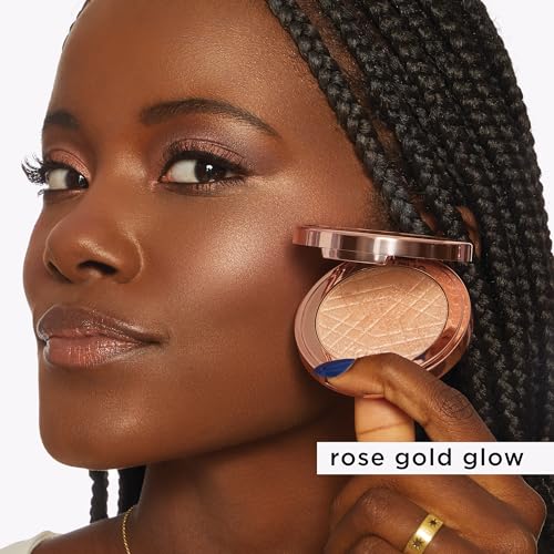 tarte Amazonian clay shimmering light – Pressed Highlighter with Buildable Radiant Glow for a Natural Lightweight Luminous Finish, Vegan & Cruelty-Free, full size, champagne glow