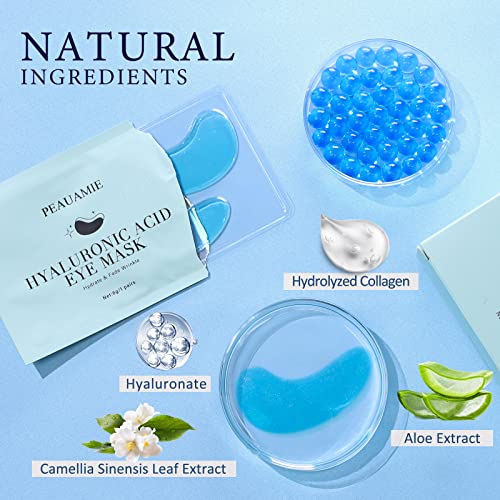 PEAUAMIE Under Eye Patchs Hyaluronic Acid Eye Mask for Dark Circles and Puffiness Wrinkle Eye Bags 30 Pairs