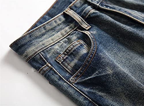AITITIA Men's Ripped Regular Fit Jeans (32, 333 Blue)