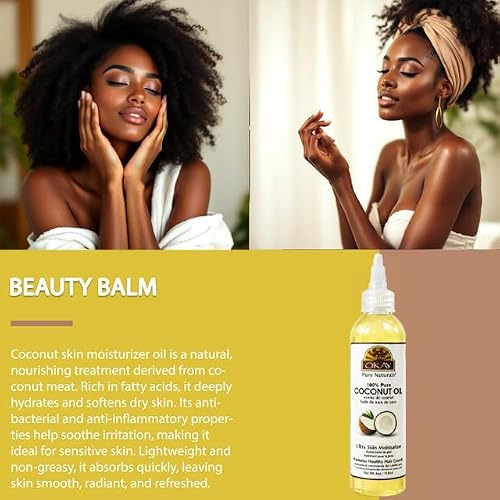 OKAY 100% Pure Coconut Oil for Hair & Skin - Coconut Oil for Women & Men, Perfect for Hair & Body, for Massage & Moisturizer, Natural - 4 fl oz Squeeze Bottle (Pack of 1)
