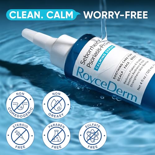 Roycederm Seborrheic & Psoriasis Calming Serum: Clinically Inspired Care for Itch, Dryness, Redness & Flaking - Seborrheic Dermatitis & Psoriasis Scalp Treatment Suitable for Scalp, Face & Body