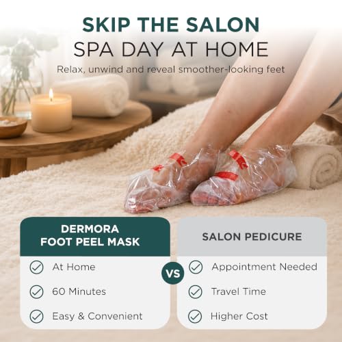 DERMORA Foot Peel Mask, Exfoliating Foot Peeling Mask, 2 Pairs, Original