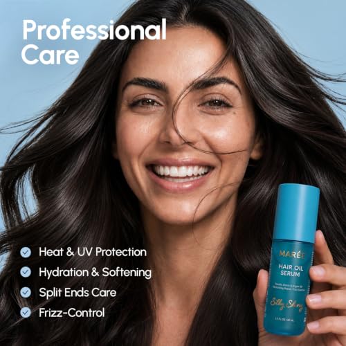 MAREE Hair Oil for Frizzy Hair with Argan Oil, Keratin & Biotin – Hair Serum for Dry and Curly Hair Gloss – Frizz Control Hair Care Products for Women – Aceite Para el Cabello – 50 ml