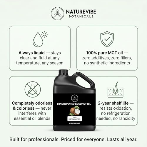 Naturevibe Botanicals Fractionated Coconut Oil 32 Ounces | 100% Pure and Natural | Great for Skin Care and Hair Care