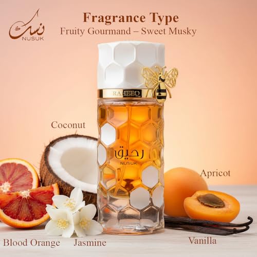 Nusuk Raheeq Perfume for Women - Long Lasting Extrait De Parfum Citrus, Gourmand & Vanilla Notes Sweet Luxury Fragrance 100ml
