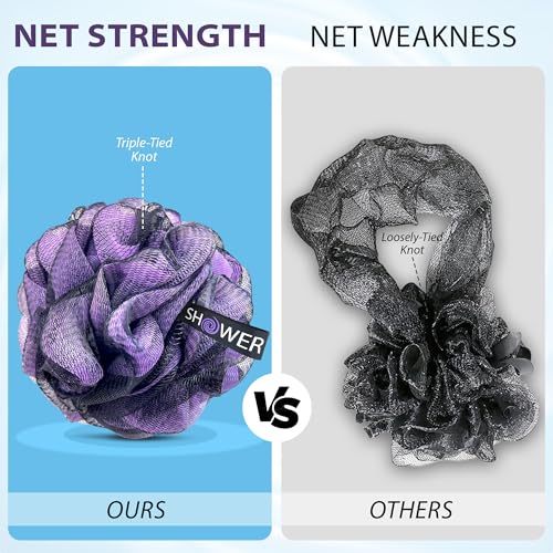 SHOWER BOUQUET Loofah-Charcoal Bath-Sponge XL-Color-4-Pack Extra-Large 75g