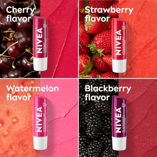 NIVEA Lip Care, Fruity Cuties Lip Balm Variety Pack, 4 x 0.17 OZ