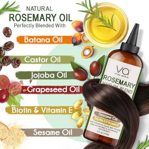 Blend Of Pure Rosemary Oil For Hair Growth 6 Fl Oz With Castor, Batana Oil