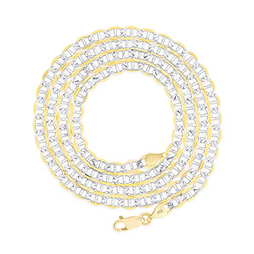 Nuragold 10k Real Yellow Gold Mariner 4mm Chain Anchor Link Pave Bracelet - 8"