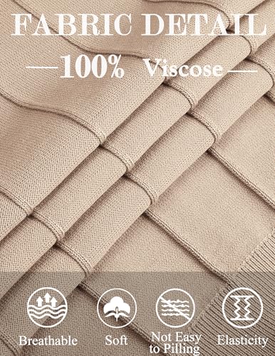 COOFANDY Mens Crew Neck Sweater Cable Knit Pullovers and Sweater Business Casual Sweatshirts Khaki