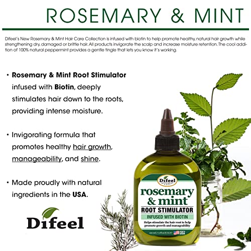 Difeel Rosemary and Mint Root Stimulator Oil with Biotin for Hair Growth, 7.1 oz. - Hair Growth Scalp Treatment
