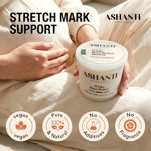 Ashanti Naturals White Raw Shea Butter | Unrefined African Shea Butter | Creamy Moisturizer for Easy Application - 15 oz