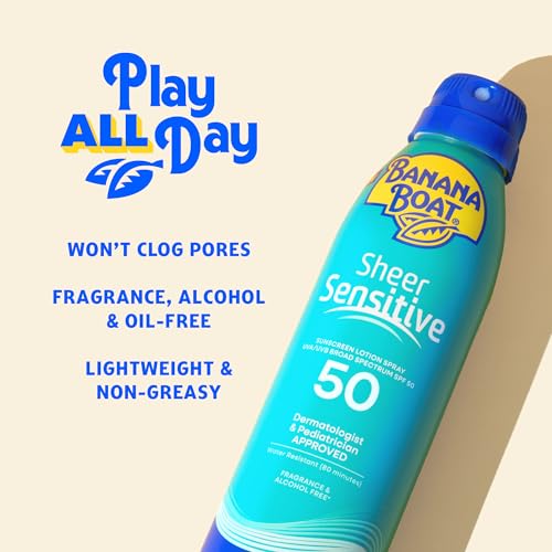 Banana Boat Sheer Sensitive Sunscreen Spray SPF 50, 6 Oz