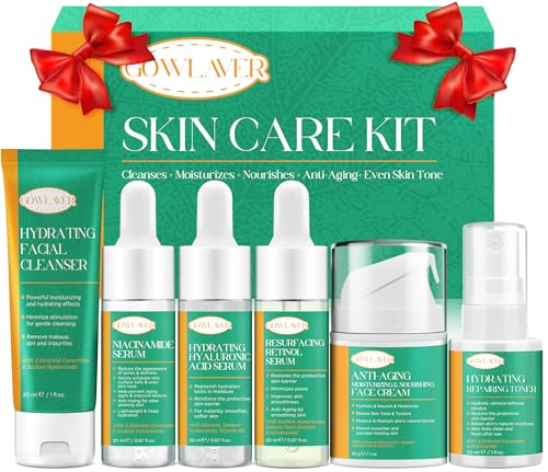 Lifting & Firming Anti-Aging Skin Care Set Kit for Women Teens,Niacinamide Retinol Serum,Hyaluronic Acid Serum,Skincare Gift Set,Facial Skin Care Products,Face Care Routine Kit Christmas Gift Women