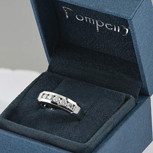 Pompeii Mens 1/2ct 14K White Gold Round Diamond Wedding Ring - Size 9
