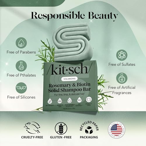 Kitsch Rosemary & Biotin Shampoo Bar Soap for Hair Growth - 3.5 oz