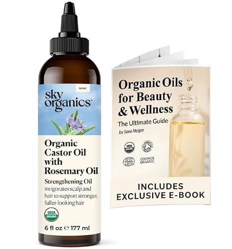 Sky Organics Organic Castor Oil with Rosemary Oil, Pure & Hexane-Free
