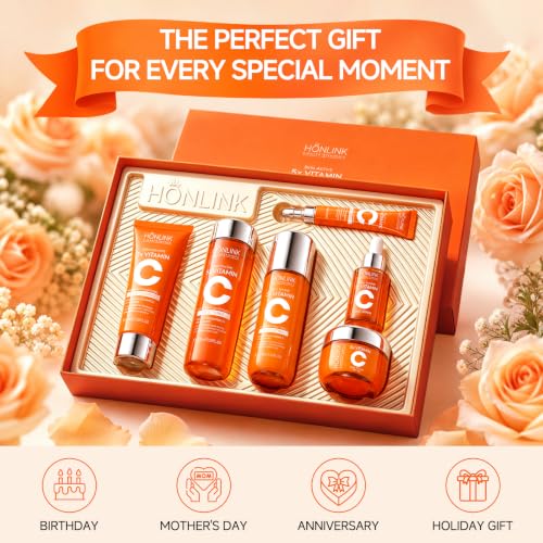 HONLINK Vitamin C Skincare Set for Women, 6-Step Face Care Routine