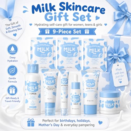 Milk Skincare Set For Women & Girls, Hydrating Milk Skin Care For Teens 10-12, Complete Gift Set Skin Care For Kids, Skincare For Girls 10-12, Self Care Beauty Gift For Her, Mothers Day Gifts Set