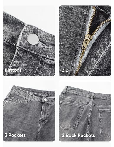 JMIERR Mens Denim Baggy Jeans Relaxed Fit Work Pants for Men Outdoor Casual Quiet Luxury Pants, L, Gray