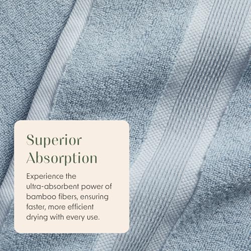 Springtree Home Luxury Bamboo Rayon Plush Bath Towel Set | 4-Pack| Blue Fog