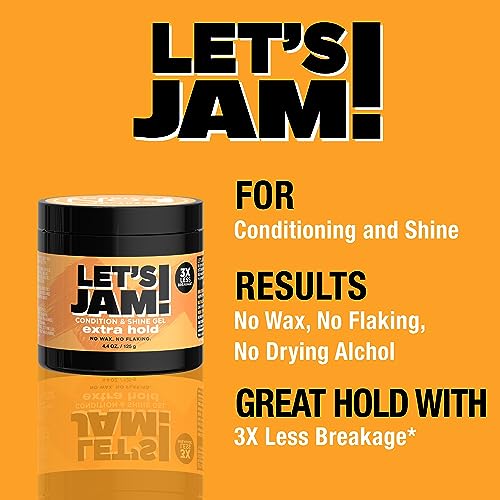 Hair Gel by SoftSheen-Carson Dark and Lovely Let's Jam, Shining and Conditioning Gel, Extra Hold, For all Hair Types, Styling Gel Also Great for Braiding, Twisting & Smooth Edges, 4.4oz
