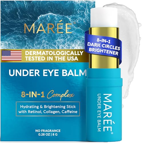 MAREE Under Eye Balm Stick Hydrating – Retinol Caffeine Under Eye Brightener Stick for Older Women – Collagen Undereye Cream for Dark Circles & Wrinkles – 0.28 Ounce, Blue