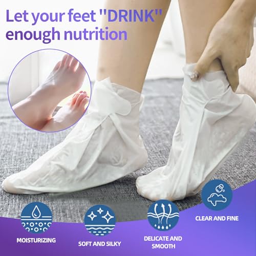 5 Pack Moisturizing Foot Mask, Hydrating Feet Mask for Dry Cracked Feet, Moisturizing Foot Socks Dry Skin Moisturizer for Soft Smooth Feet, Foot Spa Care Kit, Ideal Holiday Gift for Women and Men