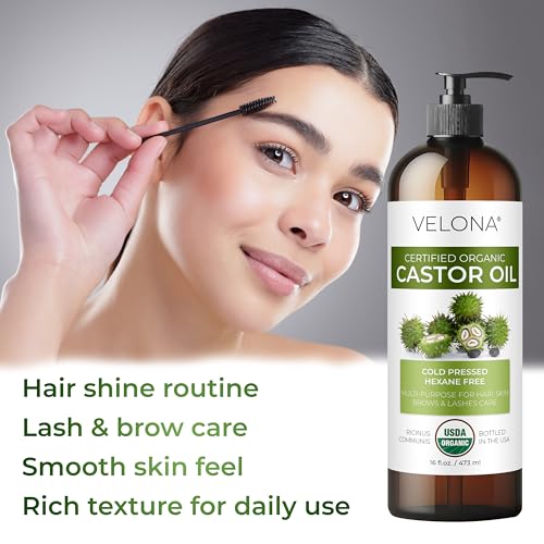 velona USDA Organic Castor Oil - 64 fl oz, Cold Pressed, USP Grade