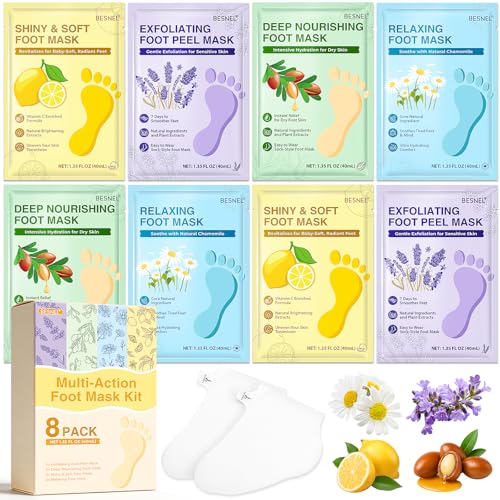 8 Pack Moisturizing Foot Mask,Hydrating Foot Masks for Dry Cracked Feet