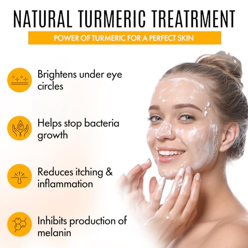 Healov Turmeric Skincare Set - Turmeric Skin Care Products Brightening & Acne - Turmeric Skin Care Kit, Turmeric Skin Care Set - Turmeric Cleanser, Body Scrub, Face Cream & Facial Serum