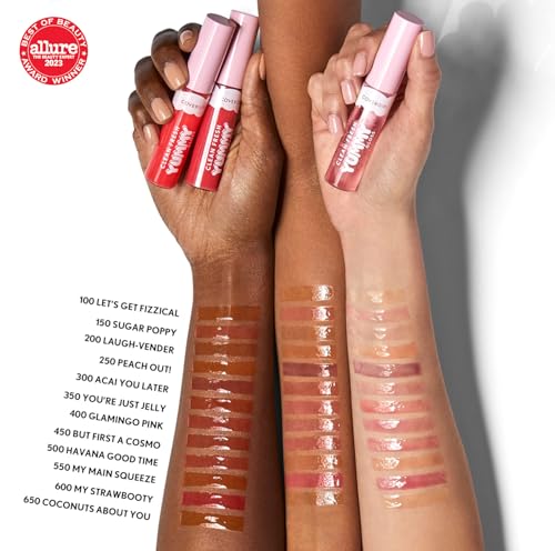 COVERGIRL Clean Fresh Yummy Lip Gloss, Sheer, Natural Scents, Vegan Formula - 100 Let's Get Fizzical, 0.33 fl oz