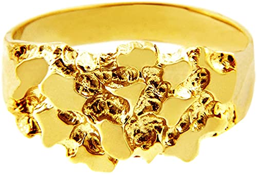 10K Yellow Gold Men's Nugget Ring - The Knight - Size 12