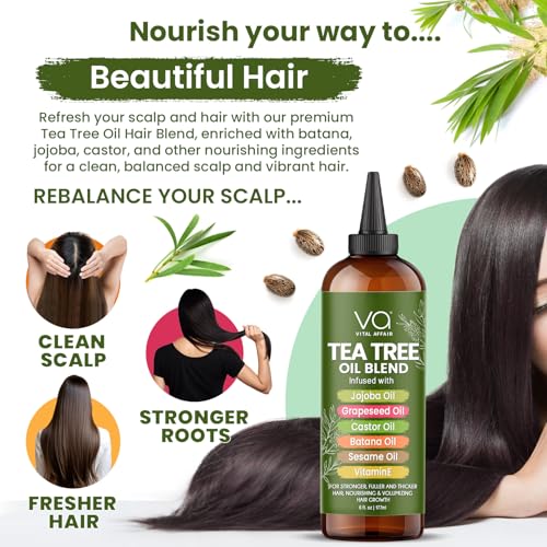 Tea Tree Hair Growth Oil 6 Fl Oz With Jojoba, Castor, Batana Oil