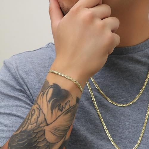 Nuragold 18k Real Yellow Gold Miami Cuban Link 4mm Solid Chain Bracelet - 7.5"