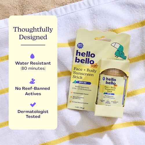 Hello Bello Baby Sunscreen, SPF50 Broad-Spectrum Mineral Sun Stick, 1oz